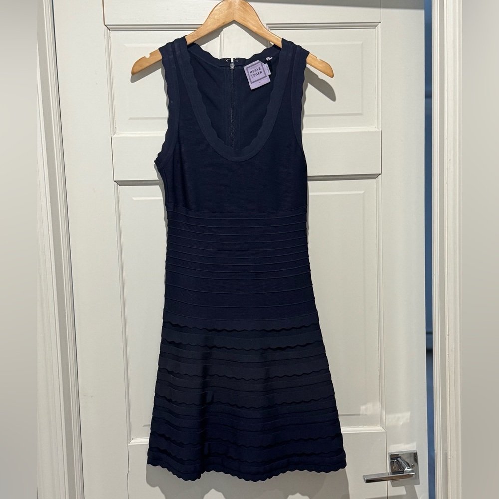 Herve Leger Navy Blue Dress